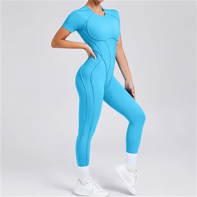 Jumpsuit lengan pendek yang sesuai dengan seluar panjang dengan seluar panjang