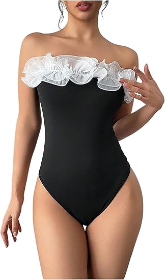 Ruffle Elegant Trim Trim Straplesstube Body Suits